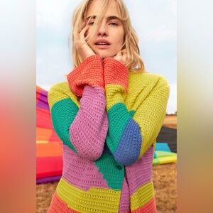 Aldo Martins Peran Colorblock Crochet Knit Sweater - Multicolor Made in Spain